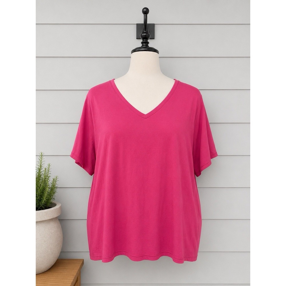 LL Bean 100% Supima Cotton Knit Tee T-Shirt Short Sleeve Pink Plus Size 2X